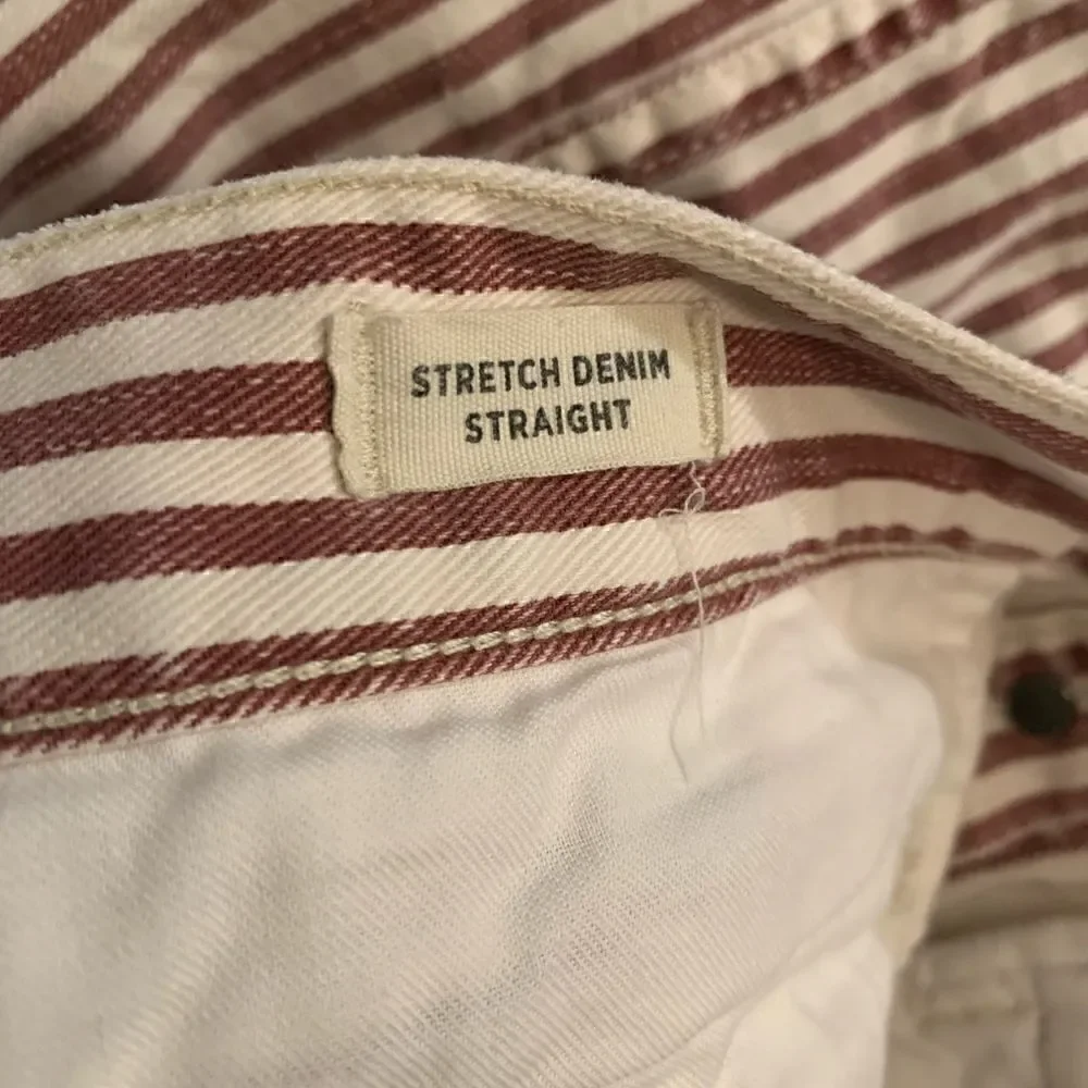Madewell purple/white striped button down stretch denim skirt Size 28